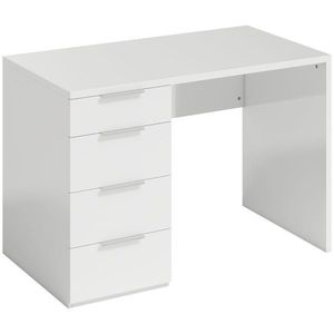 HOMCOM Birou Compact, 110x61.5x75 cm Birou Modern cu 4 Sertare, Masă pentru Computer, Cameră și Birou, Alb Lucios | Aosom Romania imagine