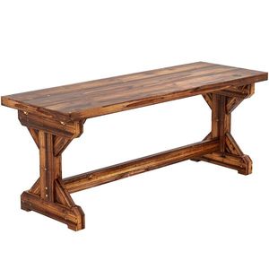 Outsunny Bancă de Grădină cu 2 Locuri din Lemn de Brad cu Bază în Formă de X, Bancă Rustică pentru Exterior Fără Spătar, pentru Patio, Verandă, Balcon, 114L x 40l x 46h cm, Finisaj Carbonizat | Aosom Romania imagine