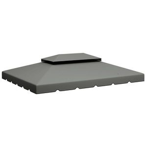 Outsunny Prelată de schimb pentru foișor 4x3 m cu acoperiș dublu Orificii de drenaj Doar prelată NU include cadru Gri deschis | Aosom Romania imagine