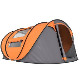 Outsunny Cort de Camping Pop Up pentru 2 Persoane cu 2 Uși, 4 Ferestre și Înveliș Impermeabil, 263.5x220x123 cm, Verde | Aosom Romania imagine