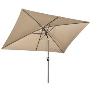 Outsunny Umbrelă de Grădină Înclinabilă cu Manivelă și 6 Spiţe, 2x3 m, Gri Închis | Aosom Romania imagine