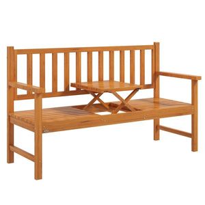Outsunny Bancă de Grădină pentru 2-3 Persoane din Lemn de Pin, Bancă de Exterior cu Măsuță Rabatabilă și Brațe, pentru Balcon și Terasă, 153x56x91 cm, Maro Deschis | Aosom Romania imagine