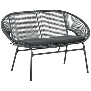 Outsunny Bancă Acapulco cu Brațe, Perne și Cadru din Oțel, Greutate Maximă 260 kg pentru Balcon, Terasă, Grădină 132x72x83 cm Negru | Aosom Romania imagine