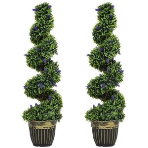 HOMCOM Set de Două Plante Artificiale Lavandă 90cm | Aosom Romania imagine