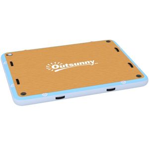 Outsunny Platformă plutitoare gonflabilă 2, 4x1, 8m Platformă de înot gonflabilă 4-6 persoane cu suprafață antiderapantă Scară | Aosom Romania imagine