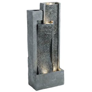 Outsunny Fântână 3 trepte pentru grădină cu iluminare LED, ghiveci, pompă, aspect piatră, reglabil 38 x 19 x 101 cm | Aosom Romania imagine