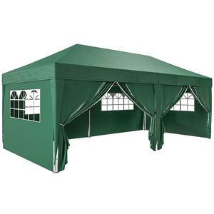 Outsunny Pavilion aprox. 6x3 m Stabil Rezistent la iarnă Pop-up Pavilon pliabil cu fereastră Ușă cu fermoar Panouri laterale Protecție UV | Aosom Romania imagine
