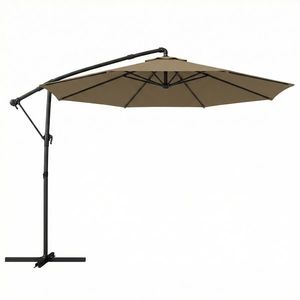 Outsunny Umbrelă laterală rotundă 3 m, umbrelă de grădină înclinabilă cu husă de protecție, poliester protecție UV UPF50+, Kaki | Aosom Romania imagine
