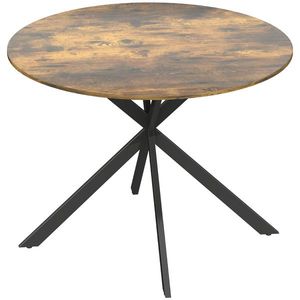 HOMCOM Masă rotundă pentru 4 persoane, masă de bucătărie în stil industrial cu picioare din oțel, pentru sufragerie, bucătărie, Maro rustic | Aosom Romania imagine