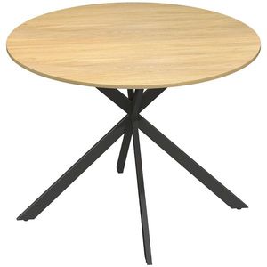 HOMCOM Masă rotundă pentru 4 persoane, masă de bucătărie în stil industrial cu picioare din oțel, pentru sufragerie, bucătărie, stejar | Aosom Romania imagine