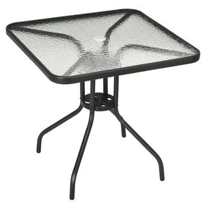 Outsunny Masă de grădină detașabilă metal 76x76 cm rezistentă la intemperii masă pentru balcon cu orificiu pentru umbrelă, antiderapant Negru | Aosom Romania imagine