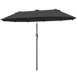 Outsunny Umbrelă dublă, umbrelă pentru terasă, înclinabilă, cu panou solar, 35 LED-uri, cadru din oțel, gri, 2, 92 x 1, 50 x 2, 18 m | Aosom Romania imagine