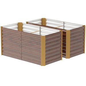 Outsunny Set paturi înălțate 2 buc., jardiniere, extra adânci, metal, 120 x 60 x 60 cm Maro | Aosom Romania imagine