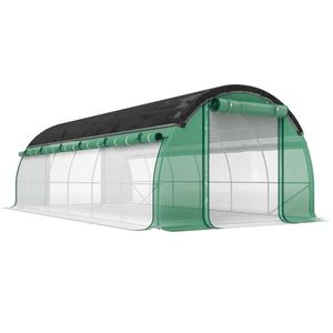 Outsunny Seră tip tunel 6 x 3 x 2 m cu plasă de protecție solară, pereți laterali rulabili, învelitoare din plastic, cadru din oțel, verde | Aosom Romania imagine