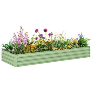 Outsunny Bara de flori înălțată din oțel, Fund deschis, Asamblare ușoară, 241L x 90, 5L x 30H cm, Verde | Aosom Romania imagine