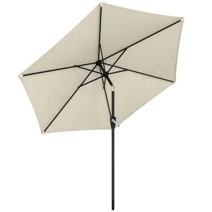 Outsunny Umbrelă de soare 270 cm articulată Umbrelă pentru balcon cu manivelă UV 50+ Umbrelă de grădină Alb-crem | Aosom Romania imagine