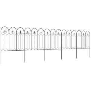 Outsunny Set Gard de Grădină cu 5 Panouri și Stâlpi, 305x79.5 cm, Negru | Aosom Romania imagine