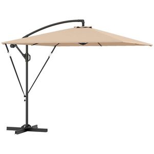 Outsunny Umbrelă Suspendată 2.5x2.5 m cu Acoperire, Corzi Antivânt, Bază în Cruce și Manivelă, Umbrelă de Grădină Inclinabilă și Rotativă 360° din Metal și Poliester 180 g/m², UV50+, Gri | Aosom Romania imagine