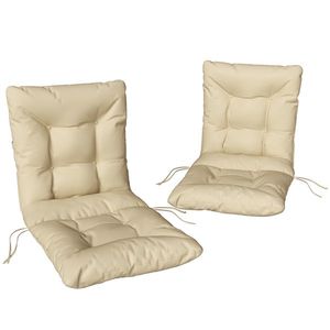 Outsunny Set 2 Perne pentru Scaune de Exterior cu Curele de Fixare, Perne Imbottite din Poliester și Bumbac, pentru Șezlonguri, Fotolii, 50x120x8 cm, Bej | Aosom Romania imagine