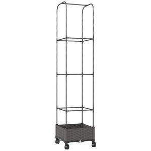 Outsunny Jardinieră Înălțată Autoirigantă din Metal cu Spalier de 185 cm, cu 4 Roți Blocabile pentru Plante Cățărătoare, Recipient cu Găuri de Drenaj pentru Legume și Flori, Negru | Aosom Romania imagine