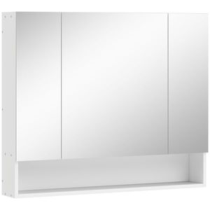 kleankin Dulap de Baie Montat pe Perete cu Oglindă și Rafturi Reglabile, Alb | Aosom Romania imagine