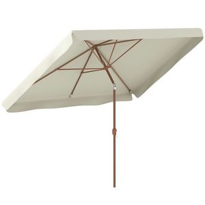 Outsunny Umbrelă de Grădină 2x3 m Înclinabilă cu Deschidere cu Manivelă, Ventilare și Margini Plisate, Anti UV 50+, Aluminiu și Poliester 180 g/㎡, Bej | Aosom Romania imagine