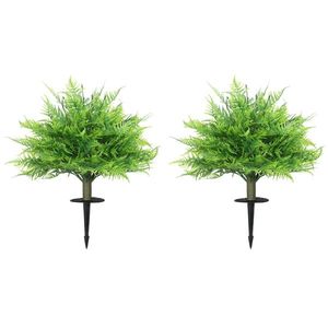 HOMCOM Tufe de ferigă Boston artificiale rezistente la UV, plante artificiale cu țăruși, set de 2, 60 cm pentru grădină, verandă | Aosom Romania imagine
