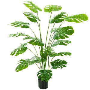 HOMCOM Plantă artificială arbore Monstera deliciosa cu ghiveci inclus înălțime 150 cm interior verde | Aosom Romania imagine