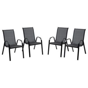 Set cu 4 scaune cu cotiere Outsunny, pentru exterior, Negru | Aosom RO imagine