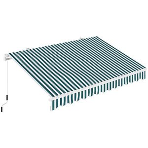 Outsunny Copertină Retractabilă cu Braț Pliabil și Protecție UV, 395x 245 cm, Verde și Alb | Aosom Romania imagine