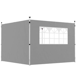 Outsunny Panouri laterale pentru tonelă 3 x 3 m panouri pentru pavilion cu fereastră set de 2 țesătură Oxford gri deschis | Aosom Romania imagine