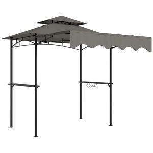 Outsunny Pavilion de grătar 242x149x248 cm rezistent la apă ignifug pavilion de grădină cu acoperiș cu dublu strat Gri | Aosom Romania imagine