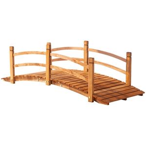 Outsunny Pod de Grădină din Lemn Decor pentru Grădină dim. 185L x 72l x 58H cm cu Balustradă, Lemn de Brad, Portocaliu | Aosom Romania imagine
