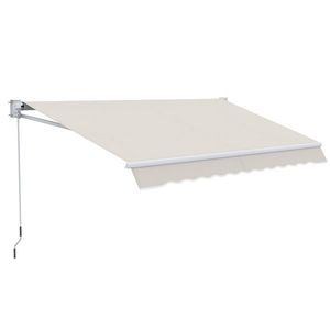 Outsunny Copertina pentru soare cu brate si actionare manuala, din aluminiu si poliester pentru exterior, 200x250 cm, alb crem | AOSOM Romania imagine