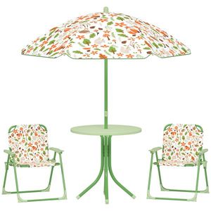 AIYAPLAY Set de Mobilier de Grădină din 4 Piese cu Masă, Scaune și Umbrelă de Soare Reglabilă, 50xΦ49, 5 cm, Verde | Aosom Romania imagine