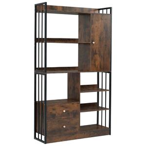 Librărie industrială cu 6 rafturi, Negru+Maro | Aosom Romania imagine