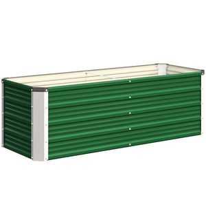 Outsunny Pat de Grădină Ridicat Fără Fund, din Oțel, cu 2 Zone de Cultivare, 125x47x40 cm, Verde | Aosom Romania imagine