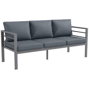 Outsunny Canapea de Grădină cu 3 Locuri cu Perne pentru Scaun și Spate, Canapea Modernă din Aluminiu și Poliester, 185x66x64 cm, Gri | Aosom Romania imagine