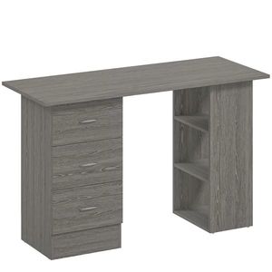 HOMCOM Birou modern cu 3 Sertare si Rafturi in Lemn Alb 120x49x72cm | Aosom Romania imagine