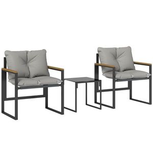 Outsunny Set Bistro pentru 2 Persoane, Set din 3 Piese pentru Grădină cu Cadrul din Metal și Perne Groase | Aosom Romania imagine