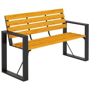 Outsunny Bancă de grădină 2 locuri, rezistentă la intemperii, bancă din lemn cu design cu șipci și cotiere, capacitate 240 kg Lemn natural | Aosom Romania imagine