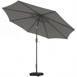 Outsunny Umbrelă 3x3 m cu Bază, Sac de Nisip, Manivelă, Gri Închis | Aosom Romania imagine
