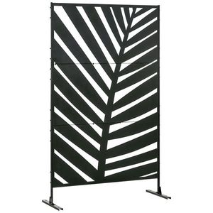 Outsunny Panou de Intimitate pentru Exterior din Metal, 122 x 198 cm, Separator Decorativ cu Suport și Șuruburi de Expansiune, Panou Autoportant pentru Grădină, Terasă, Piscină, Frunză de Bananier | Aosom Romania imagine