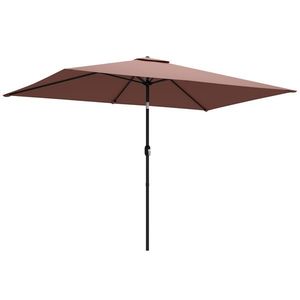 Outsunny Umbrelă 300 x 200 cm înclinabilă pentru balcon cu manivelă, husă de protecție, maro | Aosom Romania imagine