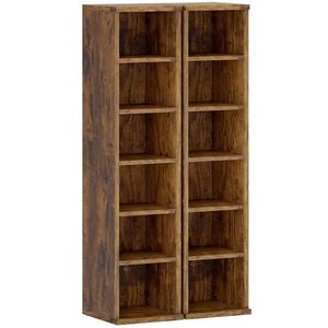 HOMCOM Set de 2 Rafturi pentru 204 CD-uri cu Polițe Ajustabile, 21x22, 5x88, 5cm, Maro Rustic | Aosom Romania imagine