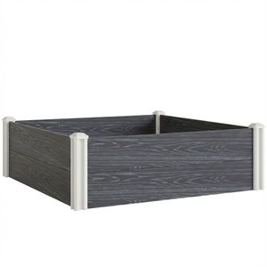 Outsunny Pat Înălțat de Grădină din Vinil, 102x102x33 cm, Kit Modular cu Picioare Interconectabile și Fund Deschis, Jardinieră pentru Flori, Ierburi și Legume, Gri Închis | Aosom Romania imagine