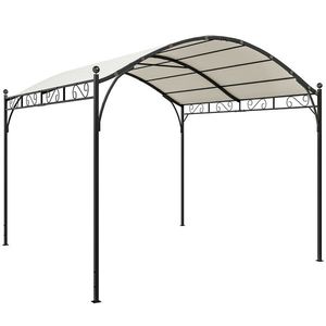 Outsunny Pergolă 3x3m cu Acoperiș Arcuit, Gazebo din Metal și Poliester 180g/m² cu Șuruburi, pentru Exterior, Terasă și Grădină, Protecție UV30+, Alb Crem | Aosom Romania imagine