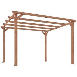 Outsunny Pergolă Gazebo 3x3 m din Lemn de Brad, Pergolă pentru Grădină cu Suporturi Triunghiulare și 5 Grinzi pentru Plante Cățărătoare, Pergolă din Lemn pentru Exterior, Patio, Terasă, Aspect Lemn de Arțar | Aosom Romania imagine