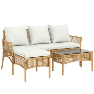 Outsunny Set de Mobilier de Grădină, Set de Grădină 3 Piese, Crem Natural | Aosom Romania imagine