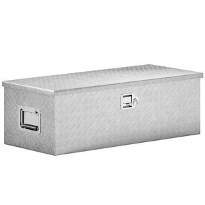 HOMCOM Cutie de Scule din Aluminiu cu Lacăt și 2 Chei, Mânere Laterale, Cutie de Depozitare 43L Rezistentă, Ideală pentru Camioane, Autorulote, Remorci, 76.2x33x24.4cm, Argintiu | Aosom Romania imagine